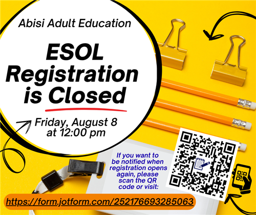 ESOL 2025 Reg closed notice